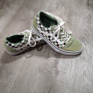Vans Youths Size 5 Green Black & White Checkered Sneakers